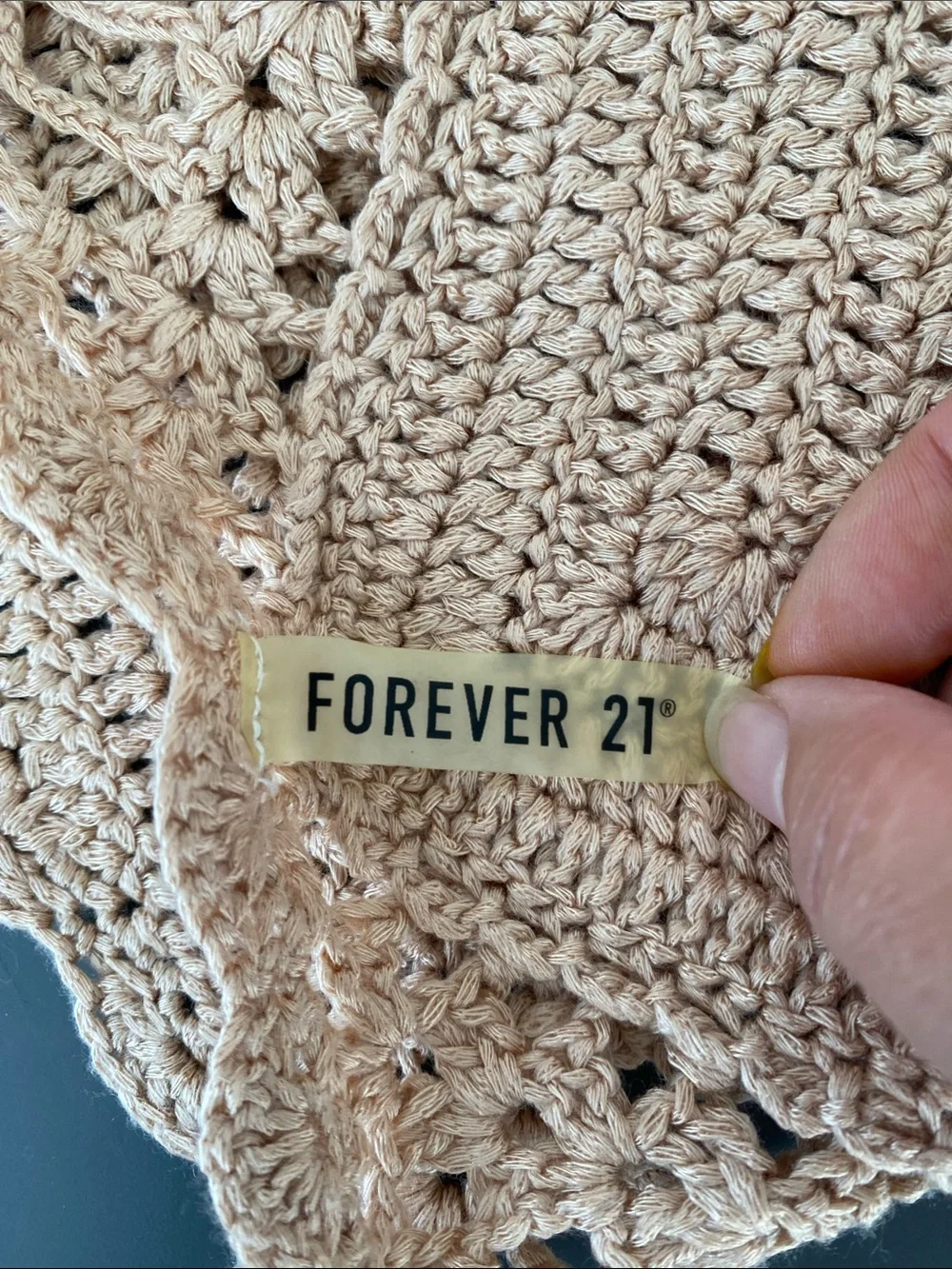 Forever 21 Beige Crochet Knit Halter Mini Dress Swim Coverup Beach Festival